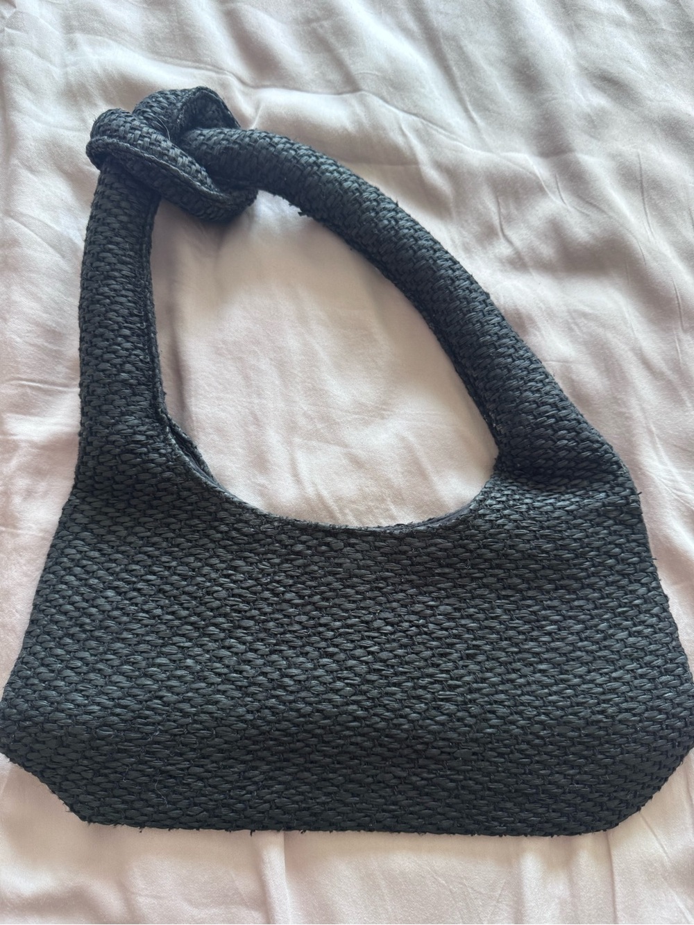 l*space Black Woven Shoulder Bag with Knotted Strap